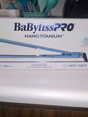 New BaBylissPRO Nano Titanium Blue Flat Iron 1in
